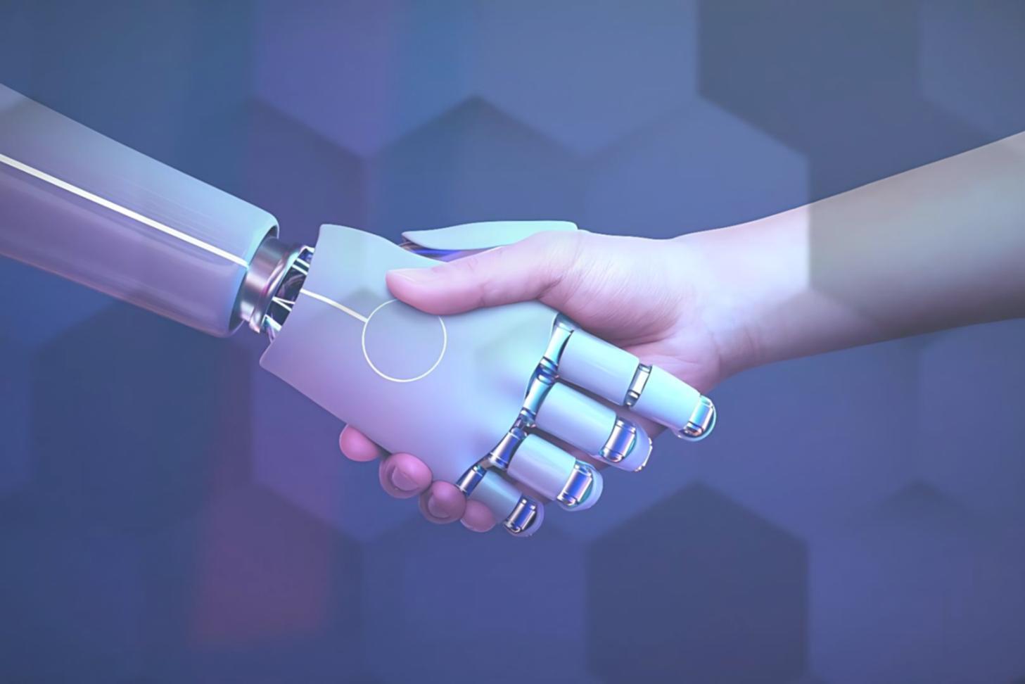 Futuristic insurance office with integrated AI systems and digital workflows